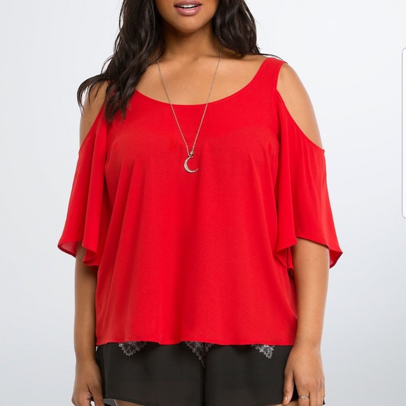 Torrid 3X Red Cold Shoulder Top - Picture 1 of 4